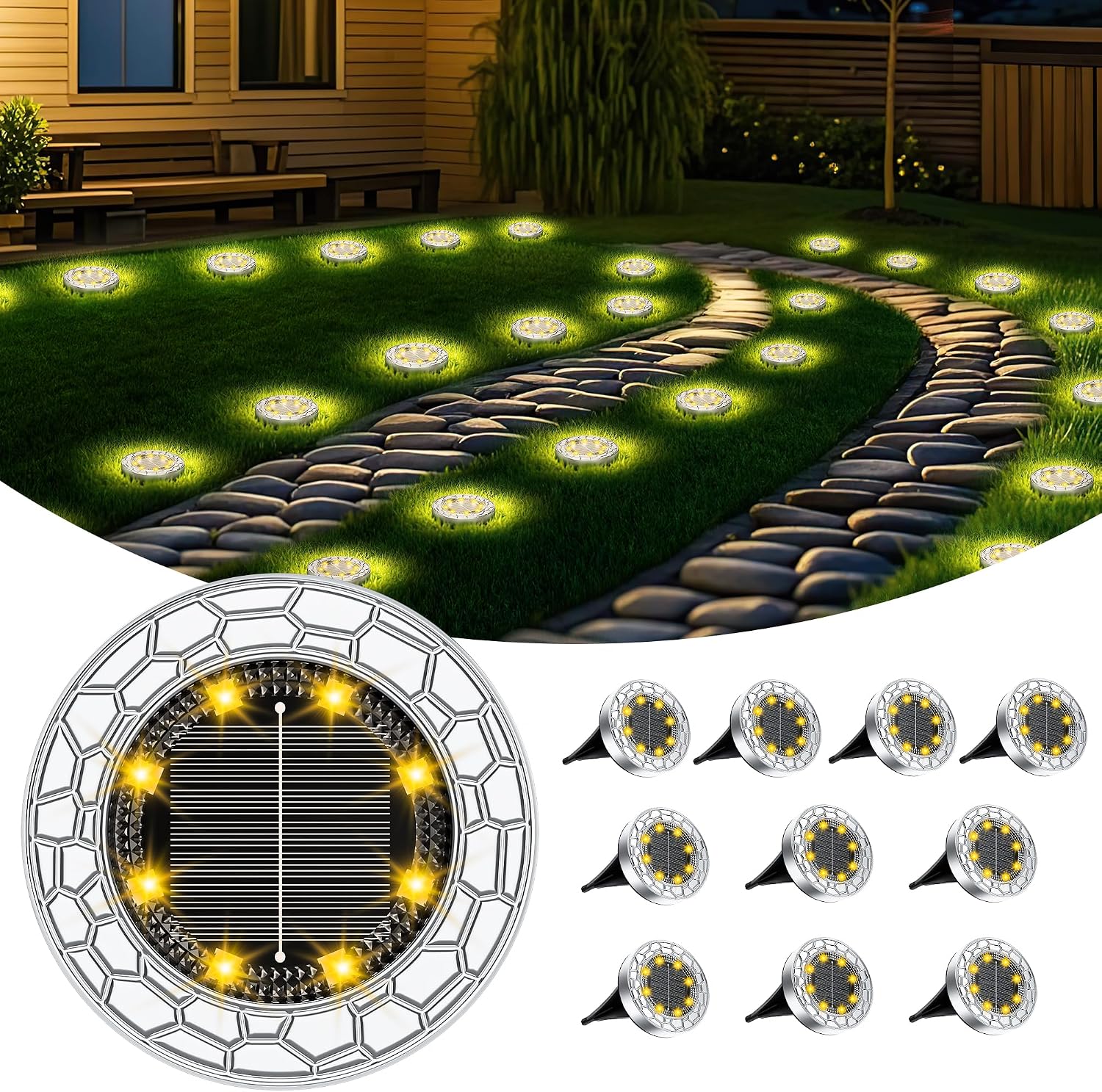 FIFlying Luci Solari LED da Giardino, 10 pezzi