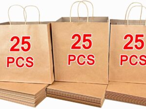 Sacchetti carta regalo 75pz: 50 buste grandi + 25 shopper medi Kraft
