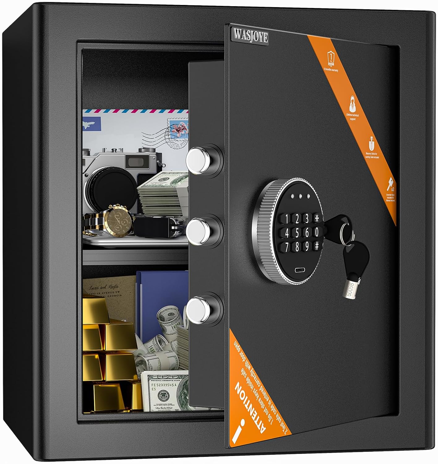 WASJOYE Cassaforte Digitale 42L - Sicurezza Massima