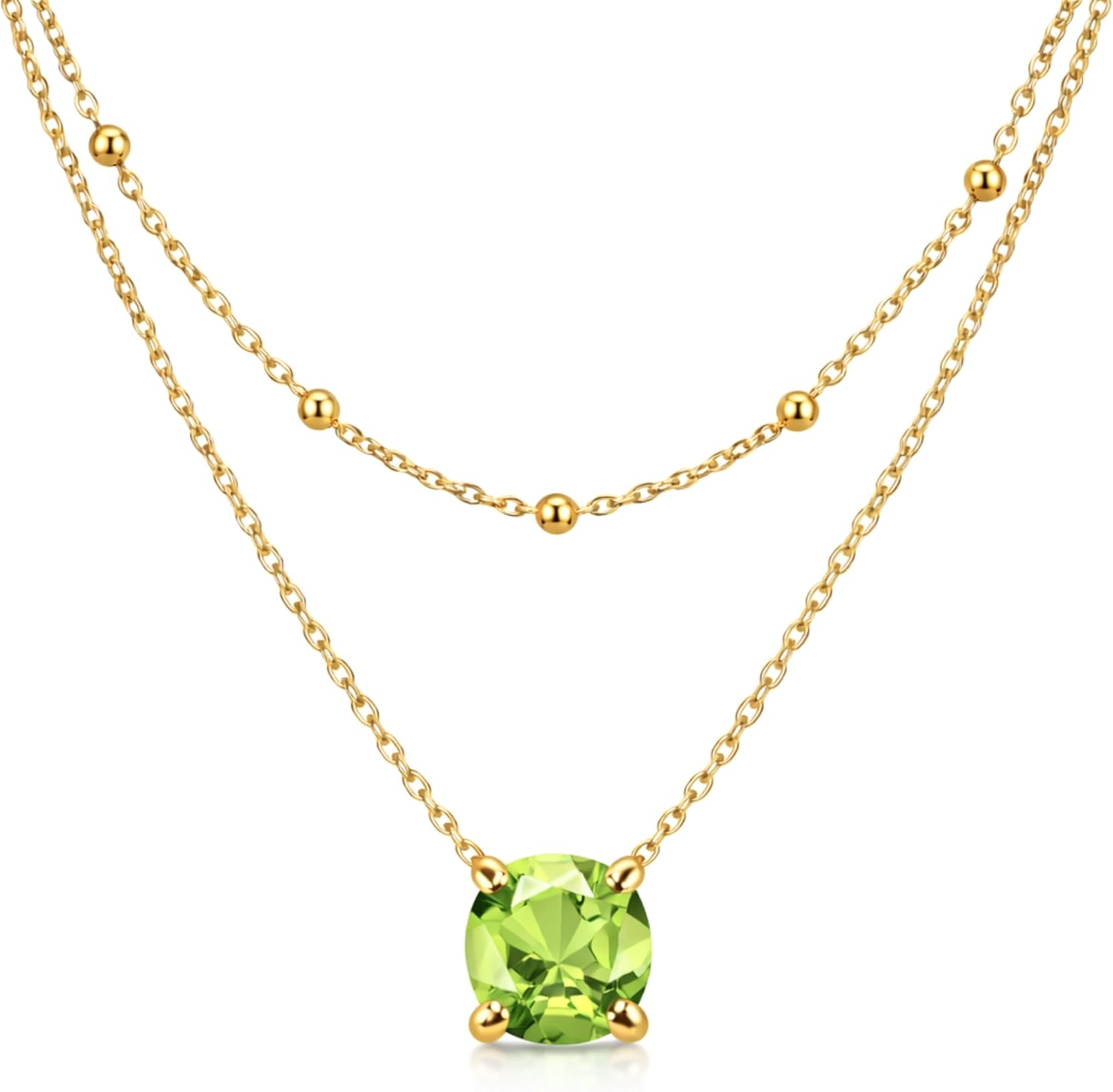 Collana Peridoto Donna Doppia Catena Oro 18K