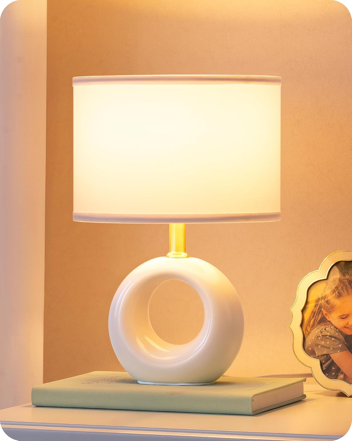 EDISHINE Lampada da Tavolo in Ceramica, Elegante e Moderna