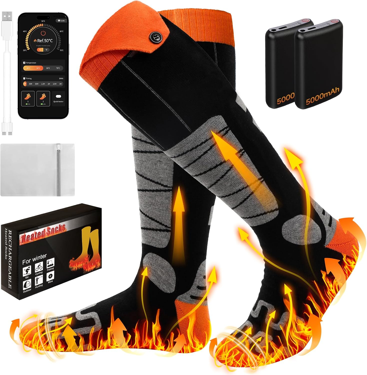 Calze riscaldate 5000mAh con app e 4 temperature