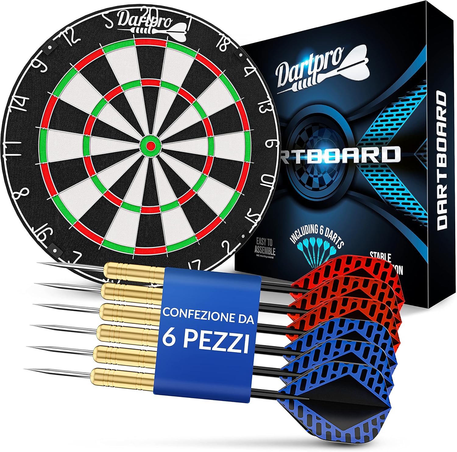 DartPro Set Freccette Professionale con Bersaglio Sisal