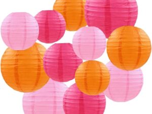 12 Lanterne Cinesi Rosa Arancio per Matrimonio - Luxorium