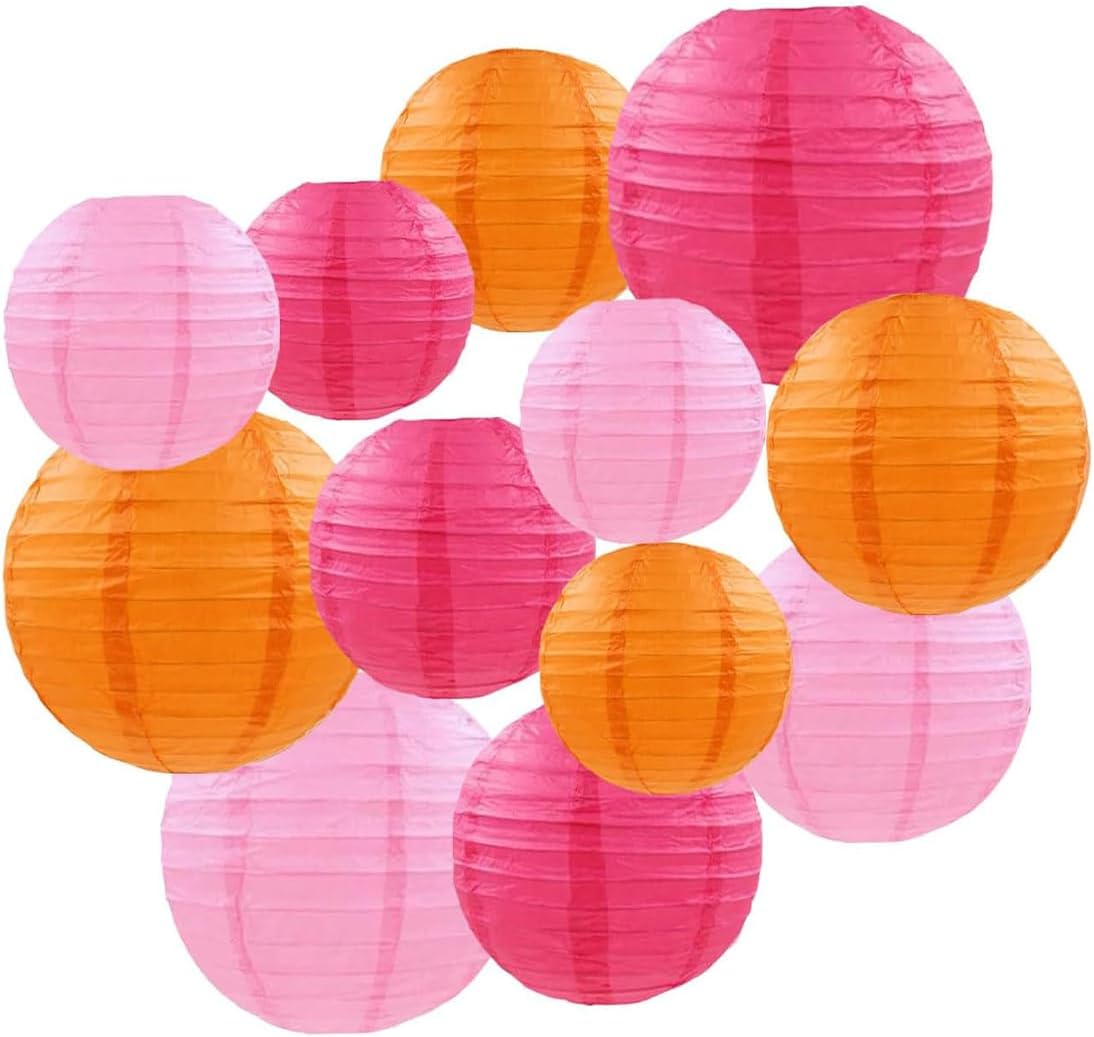 12 Lanterne Cinesi Rosa Arancio per Matrimonio - Luxorium
