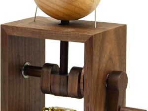 Carillon lusso legno noce con maialino musicale