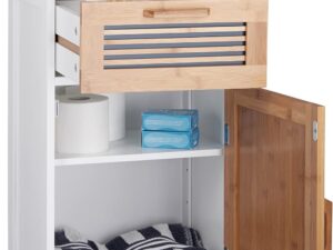 Mobile Bagno Legno Naturale, Ripiano Regolabile