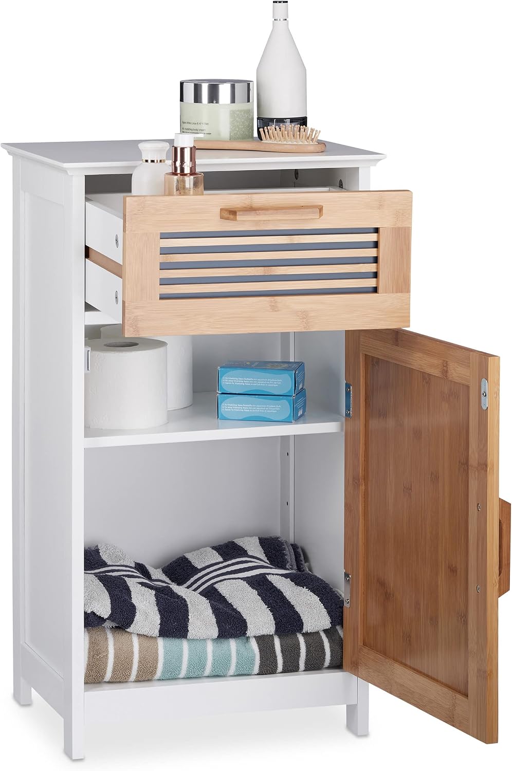 Mobile Bagno Legno Naturale, Ripiano Regolabile