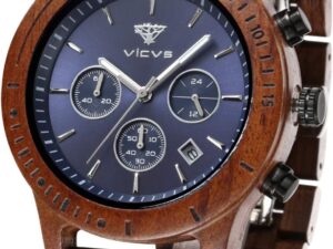 Orologio in legno Pterocarpus, cronografo uomo VICVS