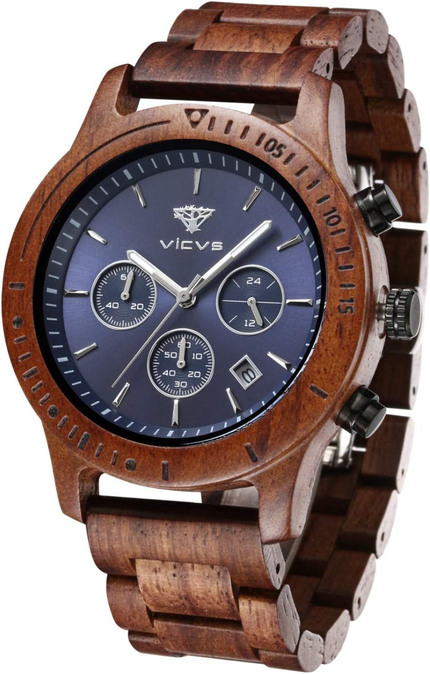 Orologio in legno Pterocarpus, cronografo uomo VICVS