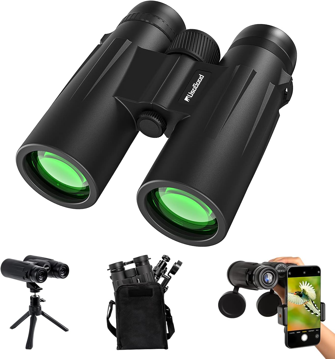 Usogood Professional 12x50 Binocolo Ottico con Treppiede