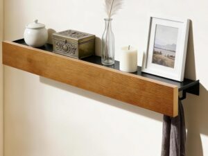 Appendino da parete moderno 65 cm con 10 ganci e mensola