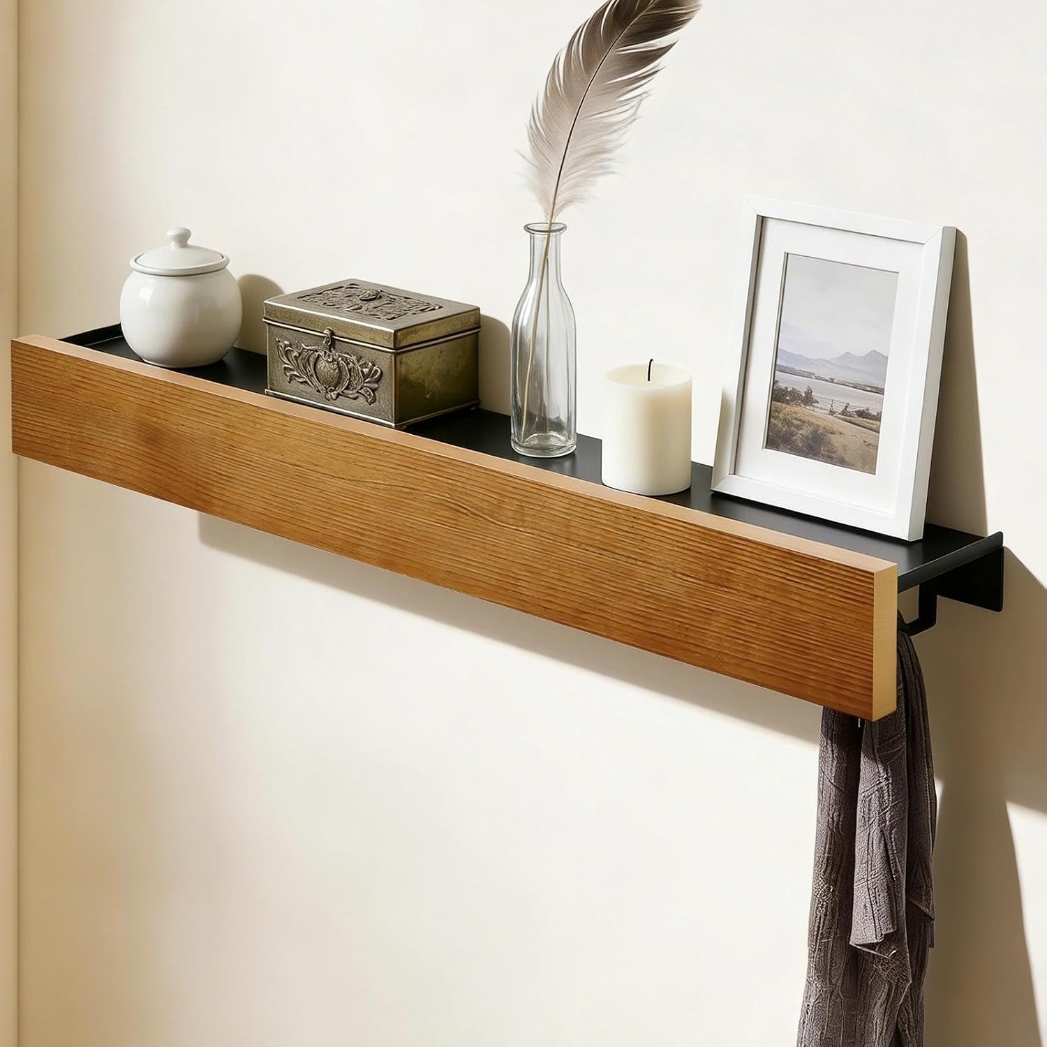 Appendino da parete moderno 65 cm con 10 ganci e mensola