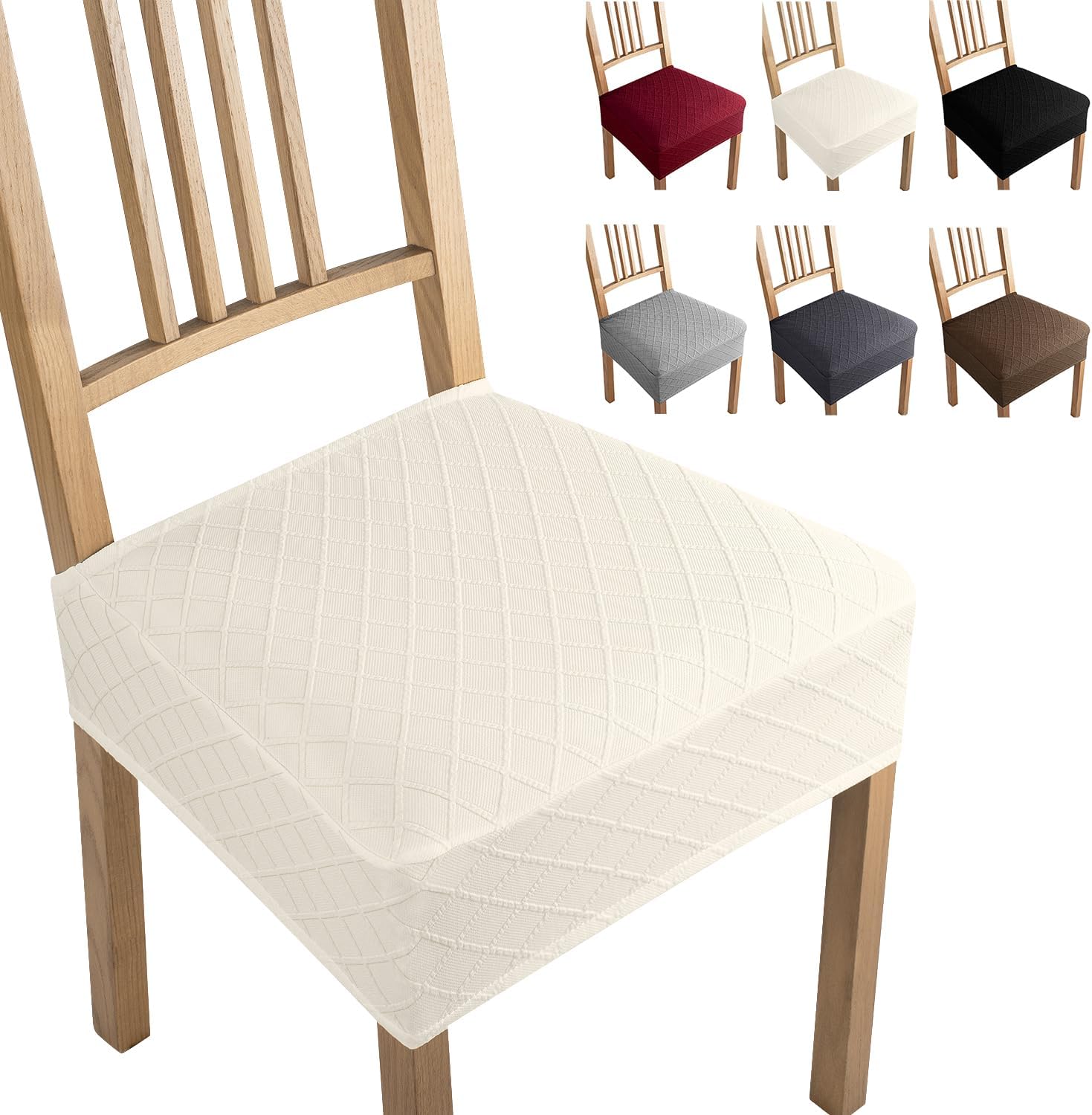 Coprisedie Set da 6 in Jacquard Crema - Lavabili e Universali