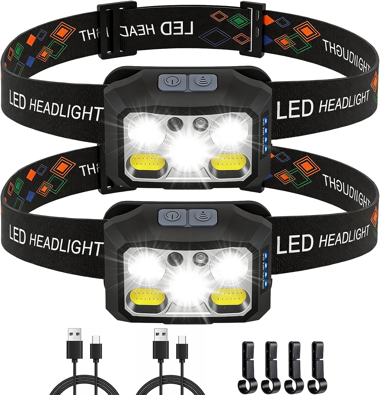 Torcia Frontale LED 2000 Lumen KOHRIUK - Set 2 Pezzi