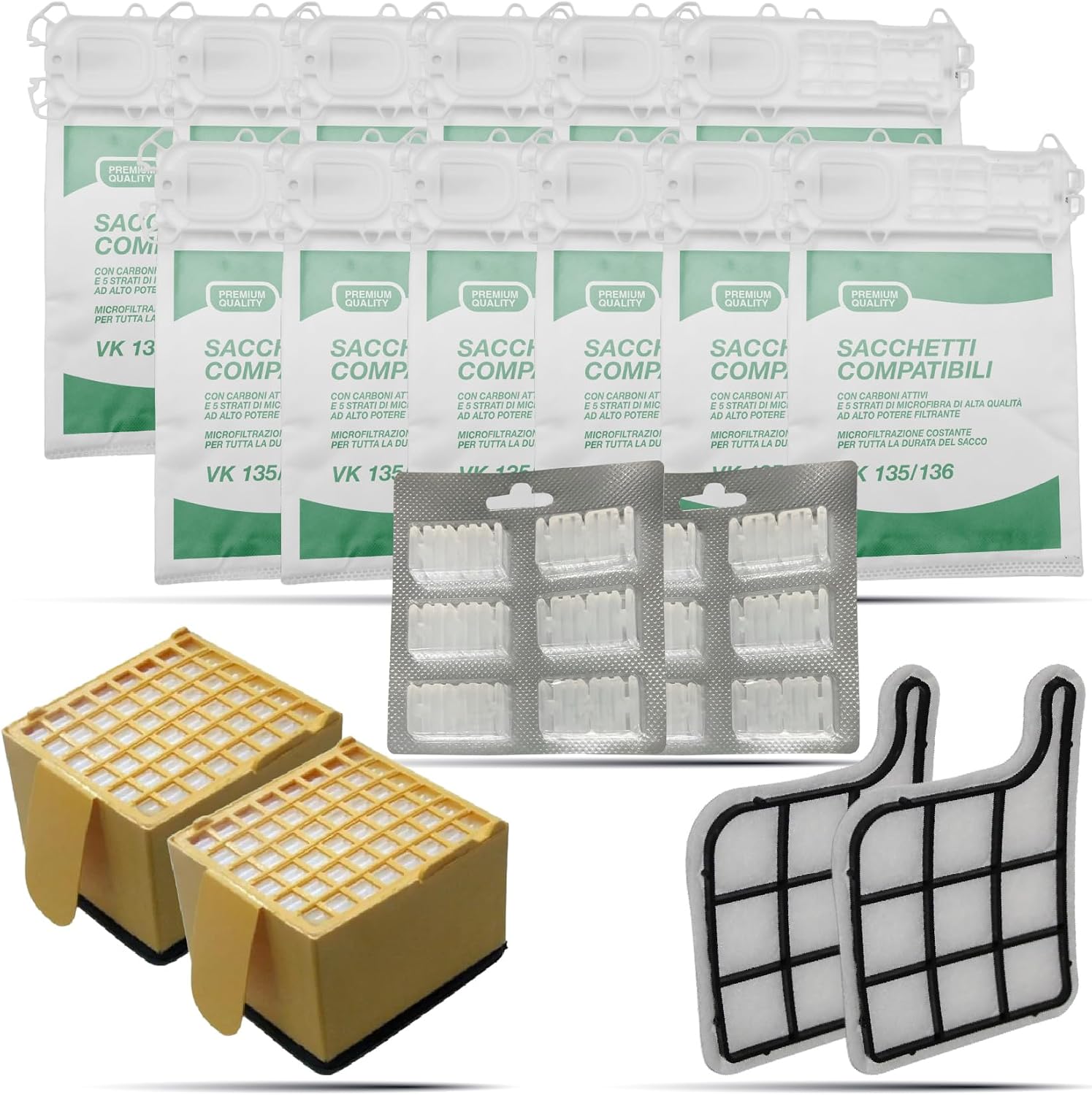 Kit Risparmio Folletto VK135/VK136 - 12 Sacchetti + Filtri