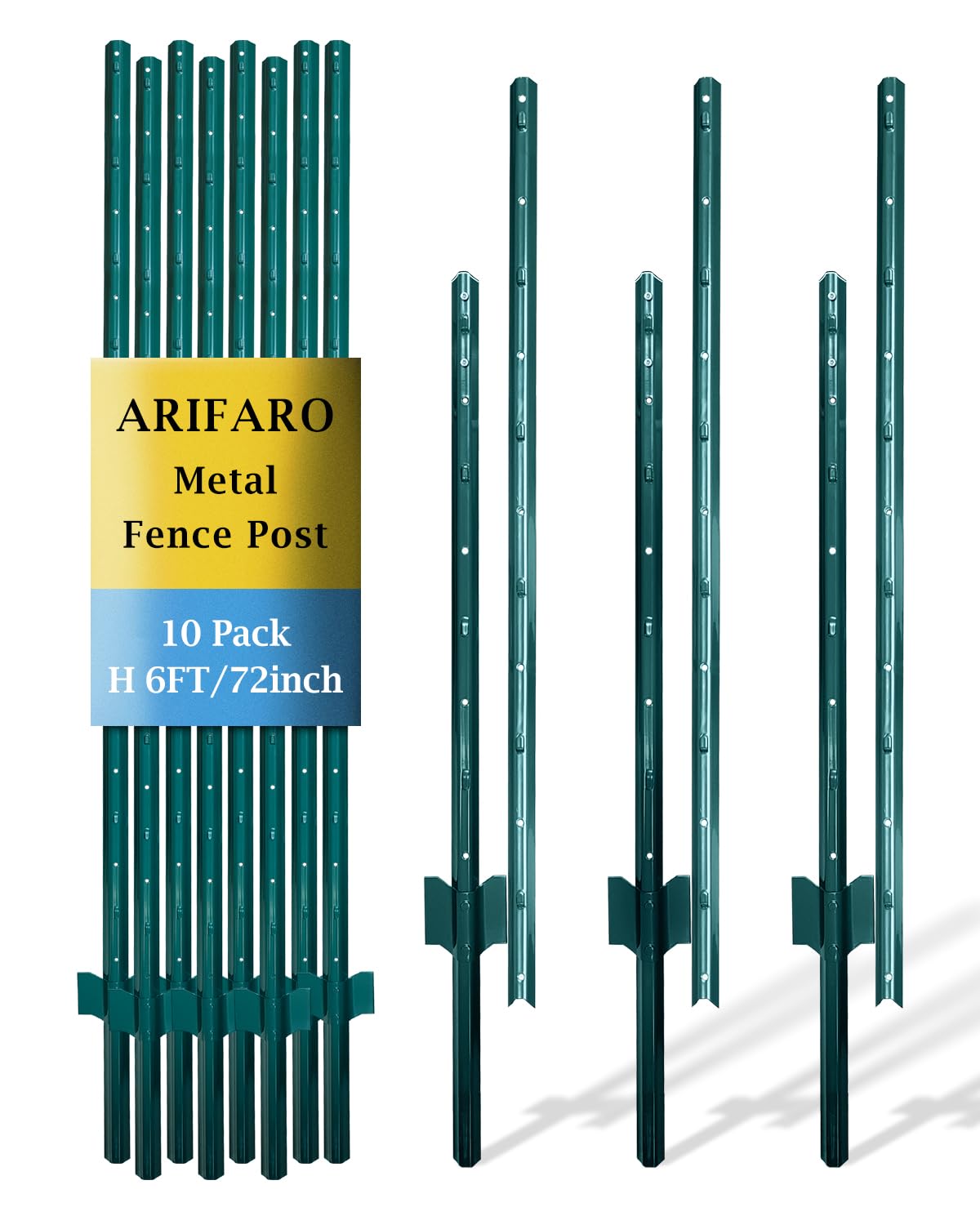 ARIFARO 10 Pali Recinzione Metallo 185cm Verdi