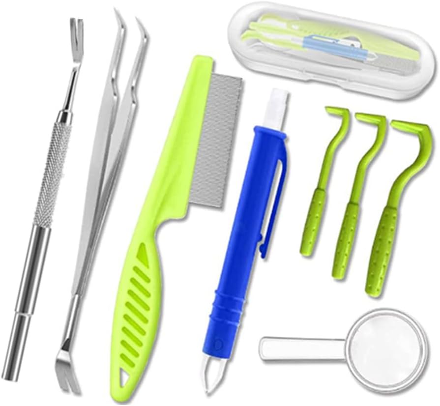 Set 8 Pinzette per Zecche Cani e Gatti in Acciaio Inox