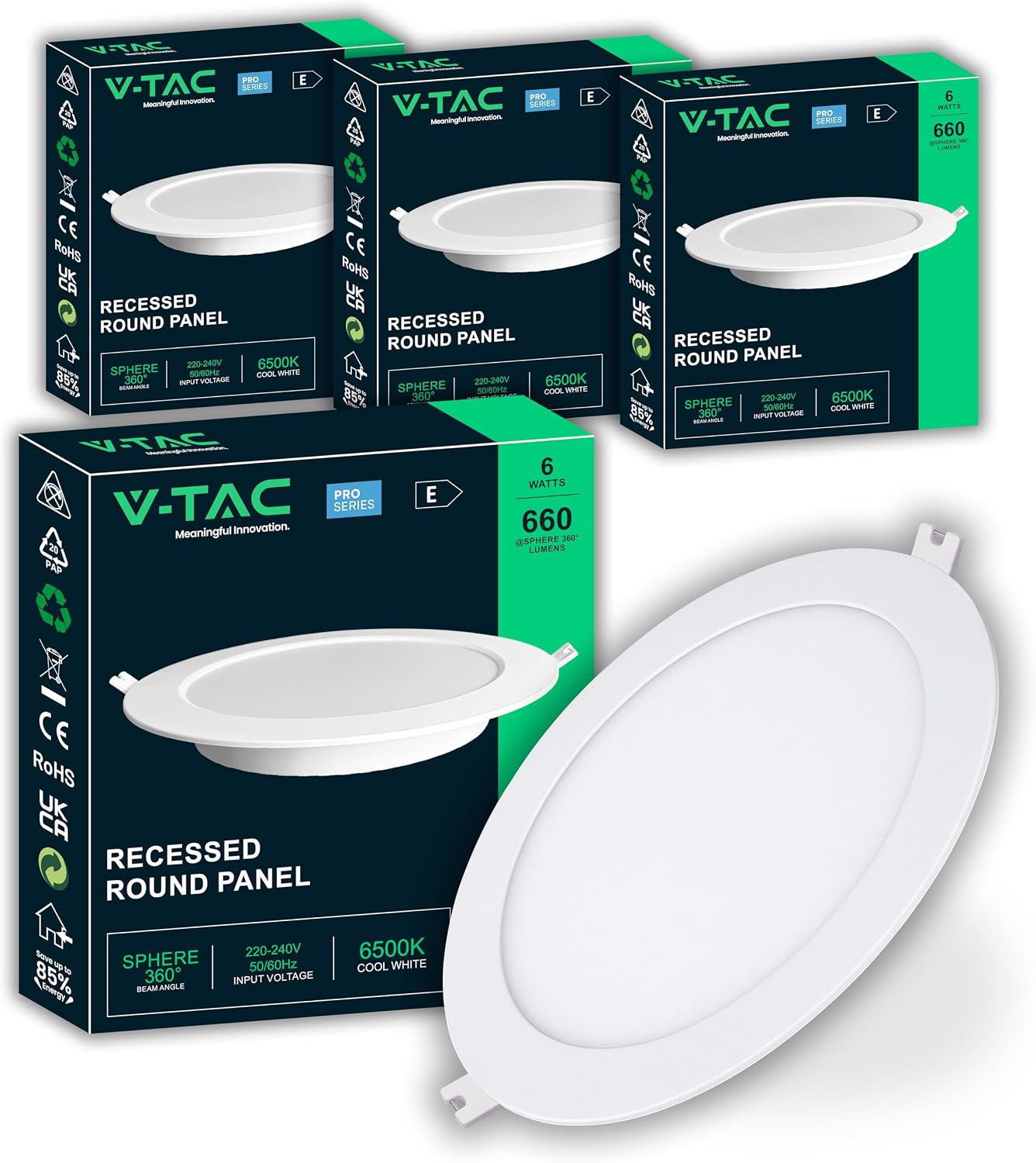 V-TAC 4 Faretti LED da Incasso 6W - Diam. 120mm - Pro Series