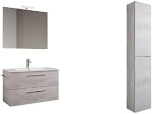 Mama Era Set Bagno Sospeso Quercia Bianco 80cm