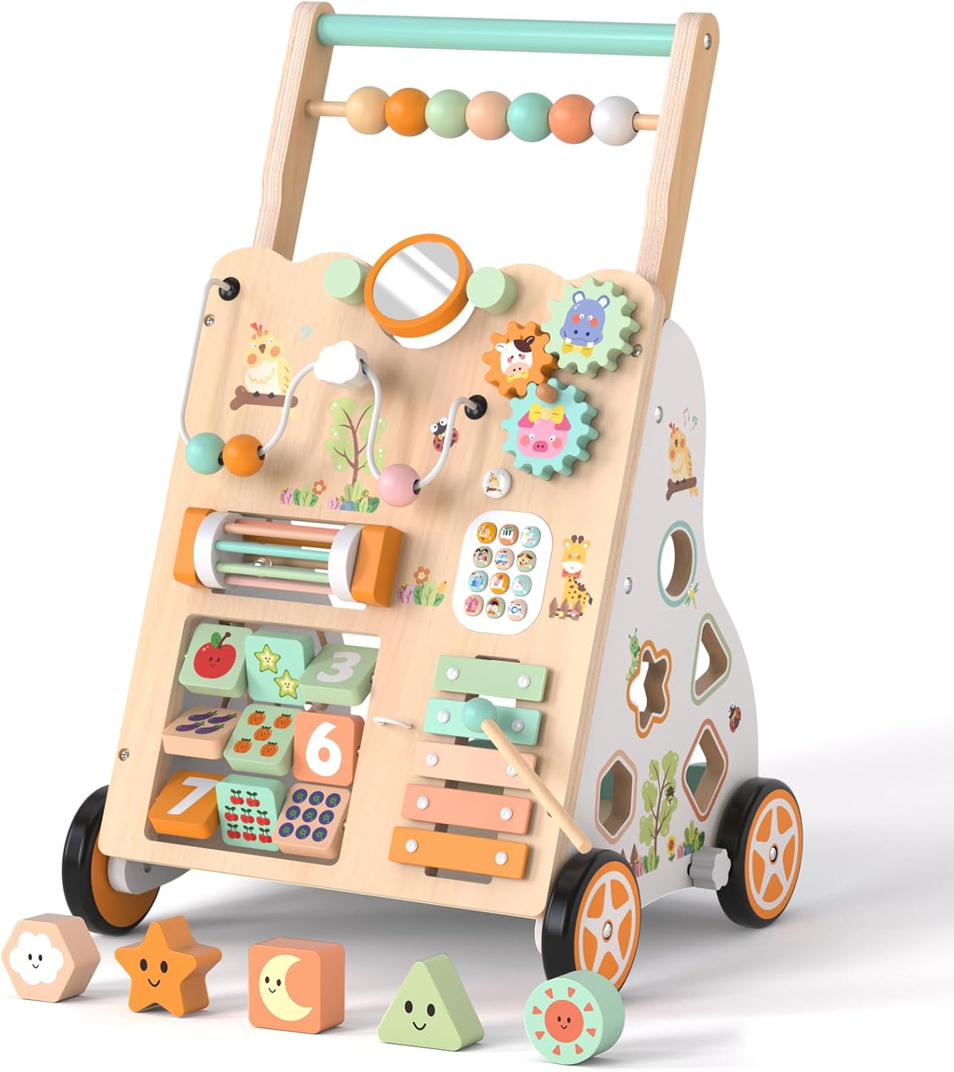 Carrellino Primi Passi Legno Montessori | 2 Altezze e Velocità Regolabile
