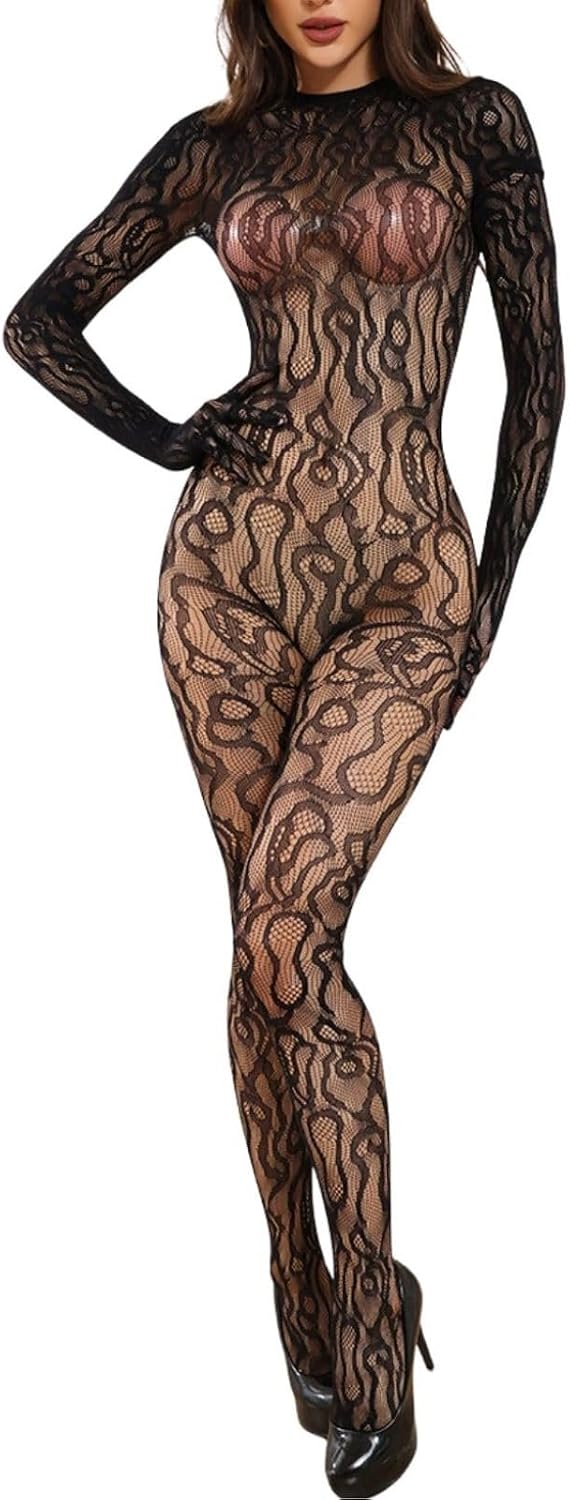 Body Leopardato Sexy Donna - Maniche Lunghe & Trasparente