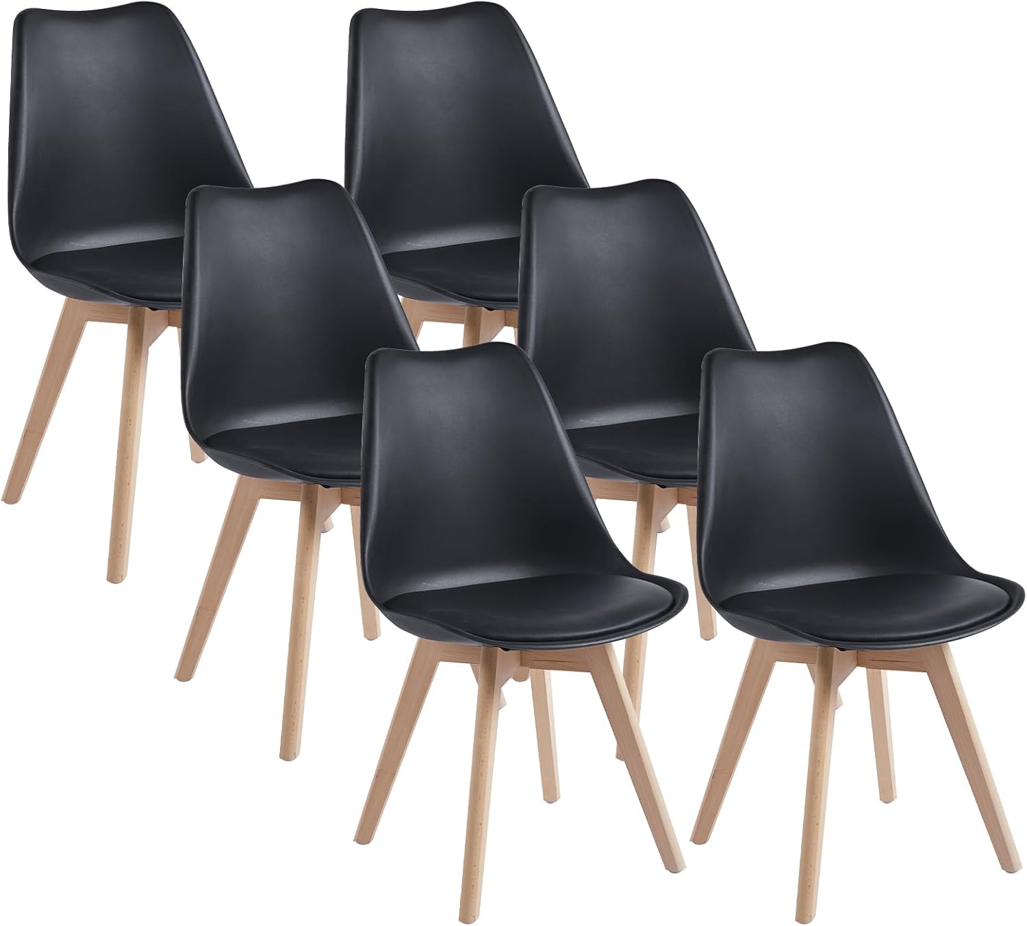 Set 6 sedie da pranzo moderne nere DEWINNER