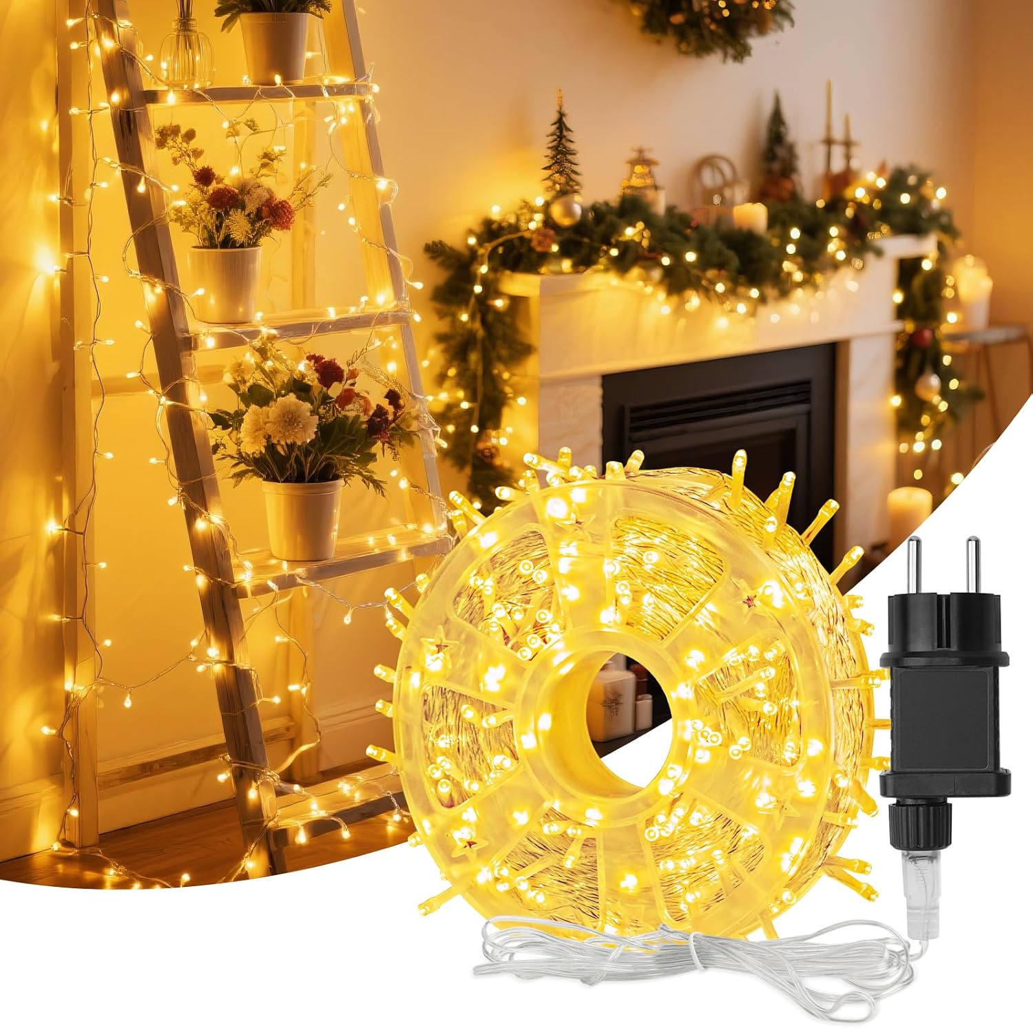 Hoteril Luci Natale Esterno 33m 300 LED Bianco Caldo
