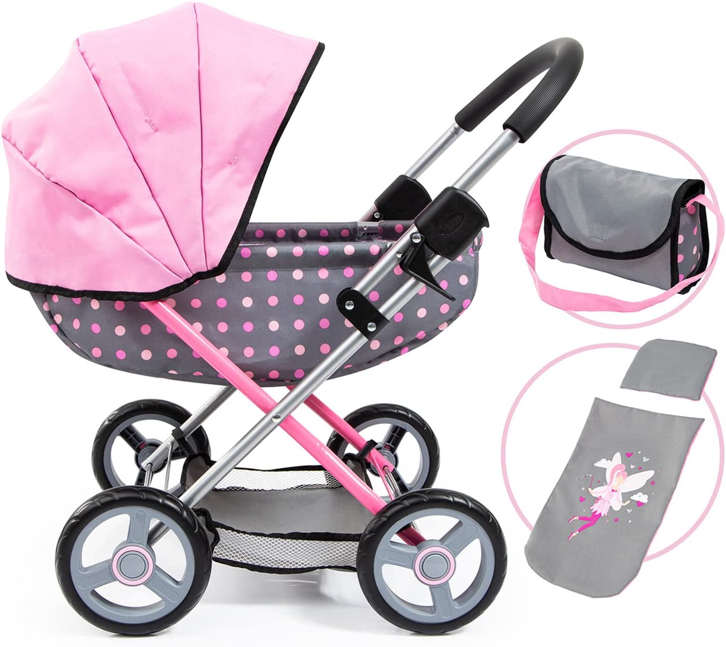 Bayer Design Cosy, Carrozzina per Bambole Pieghevole con Borsa
