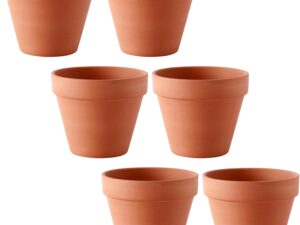 6 Vasi in Terracotta per Piante con Fori di Drenaggio