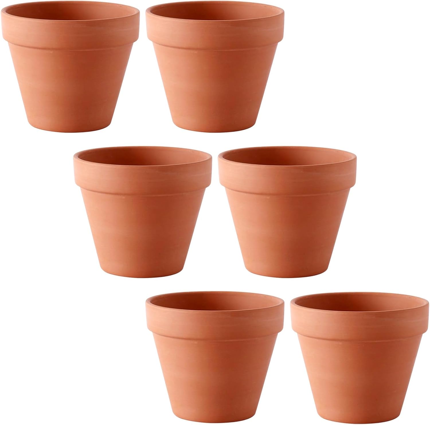 6 Vasi in Terracotta per Piante con Fori di Drenaggio