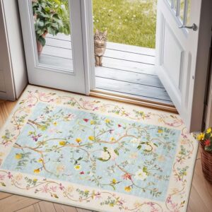 TOPICK Tappeto Floreale Antimacchia 90x150 cm