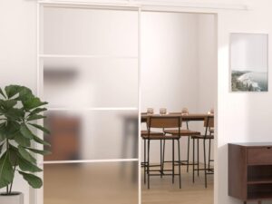 Porta Scorrevole Lechnical Vetro ESG Alluminio 102x205 cm Bianca
