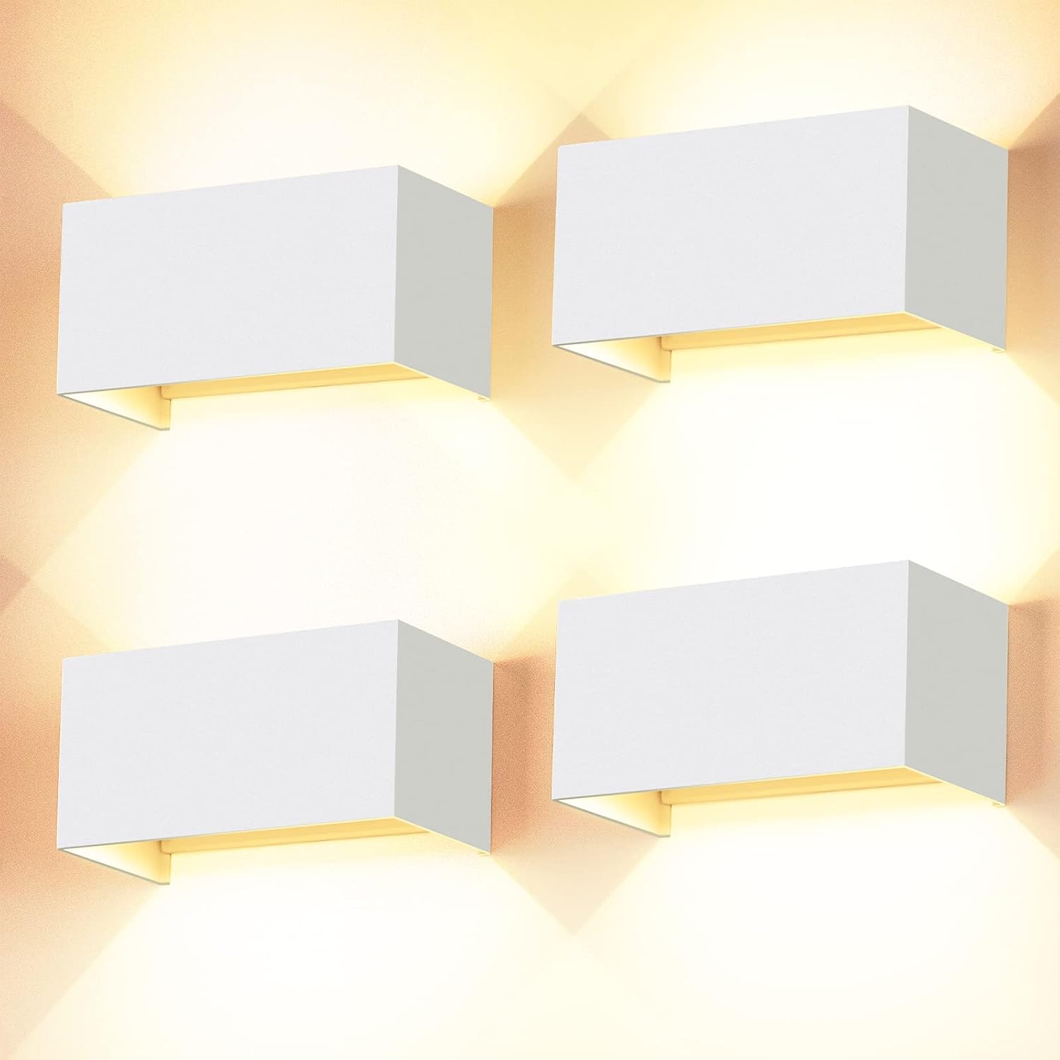 4 applique parete 24W IP65 bianco caldo 3000K regolabili
