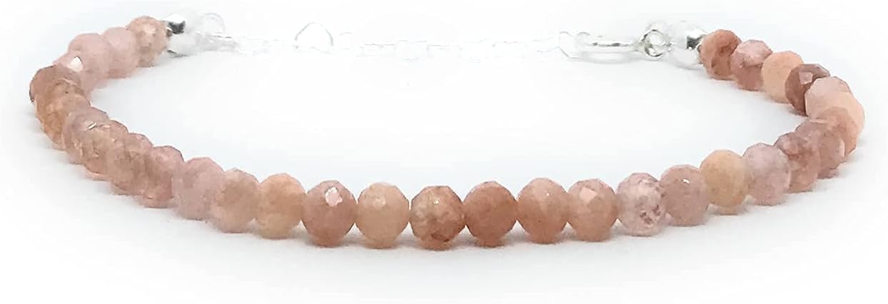 Bracciale donna in pietra di sole argento 4 mm regolabile