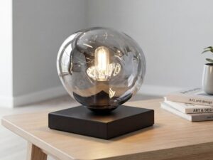 Lampada da tavolo moderna vetro alluminio nero-argento