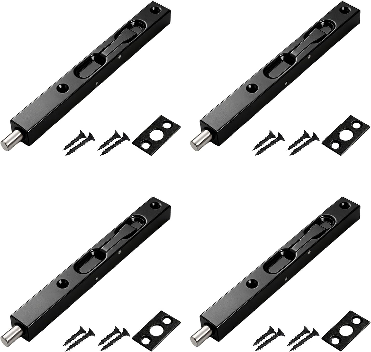4 Chiavistelli a Scomparsa Inox 6" per Porte Scorrevoli – Sicurezza Nera
