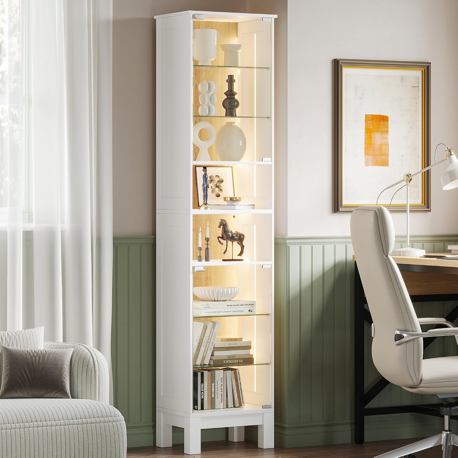 Vetrina LED 180cm 8 ripiani ZKODV - Bianco