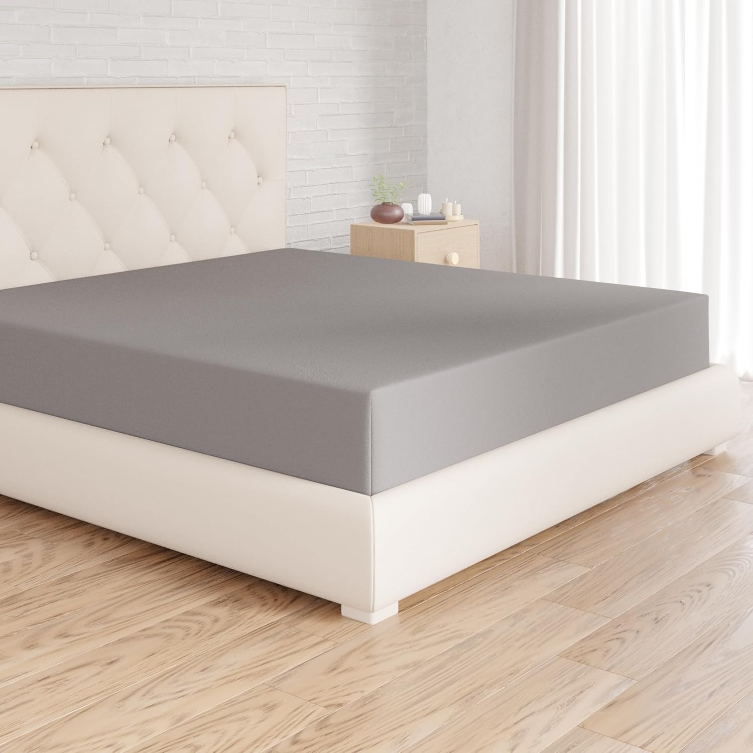 Amazon Basics Lenzuolo Matrimoniale Grigio Scuro 180x200 cm