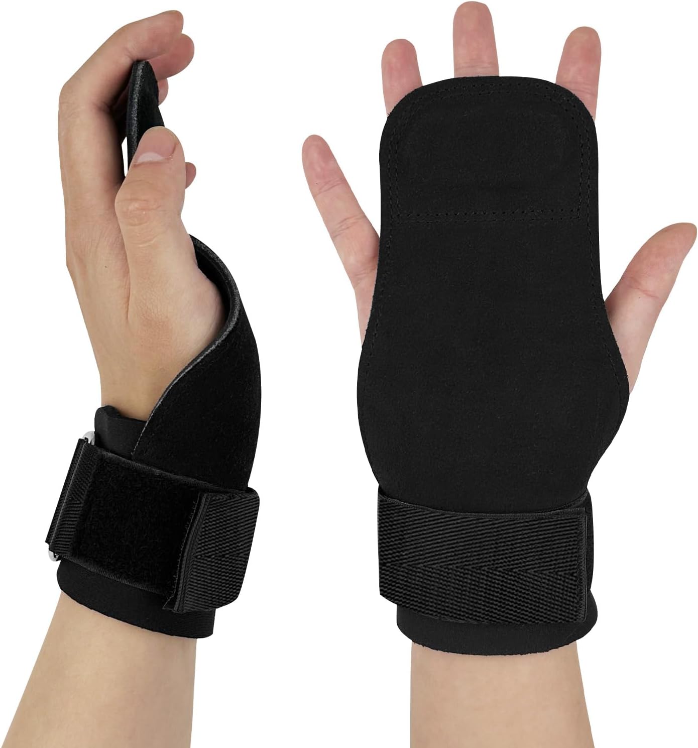 Cinghie da Polso in Pelle per Sollevamento Pesi, Nero