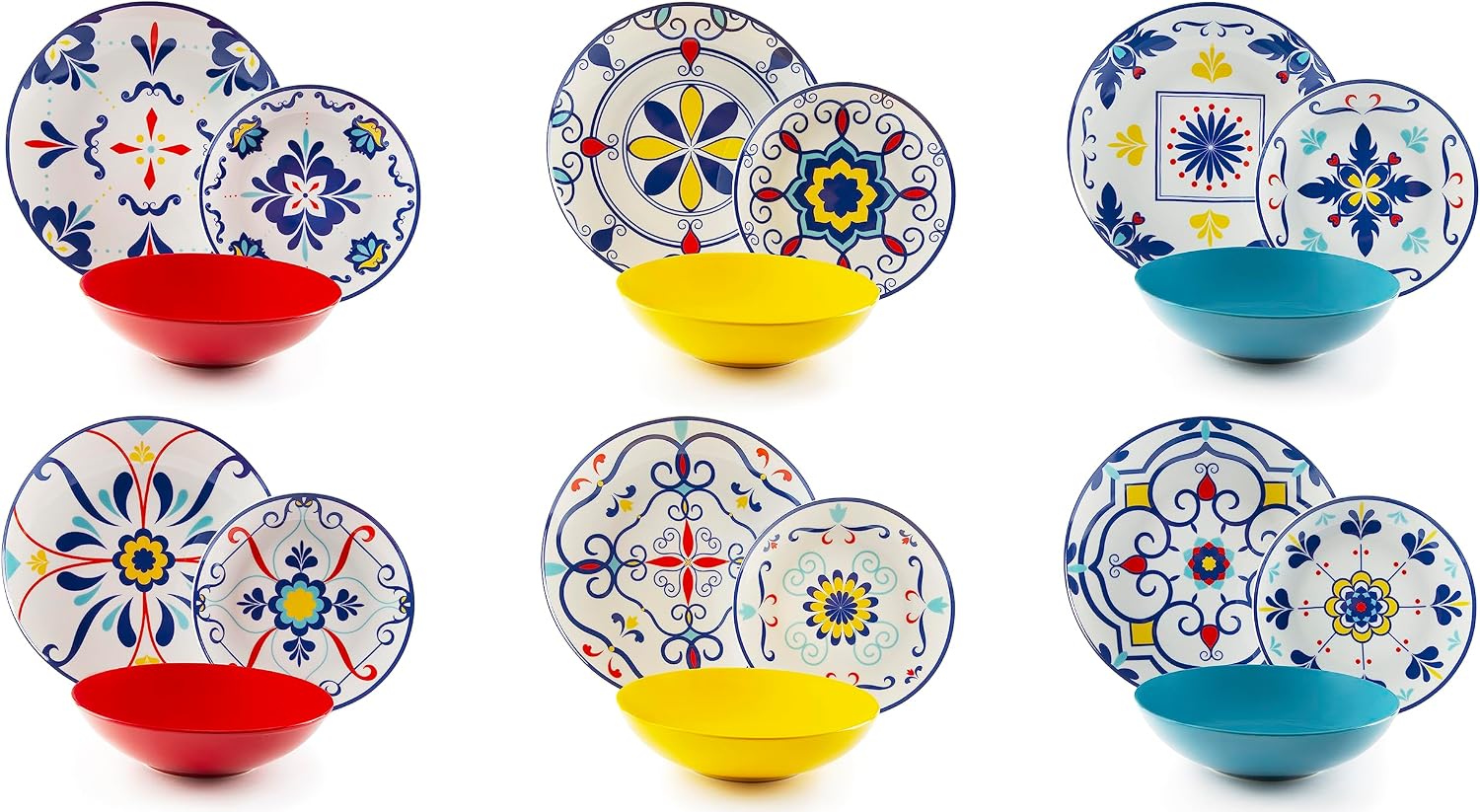 Excelsa Vietri Color Servizio Piatti 18 pz, Porcellana e Stoneware