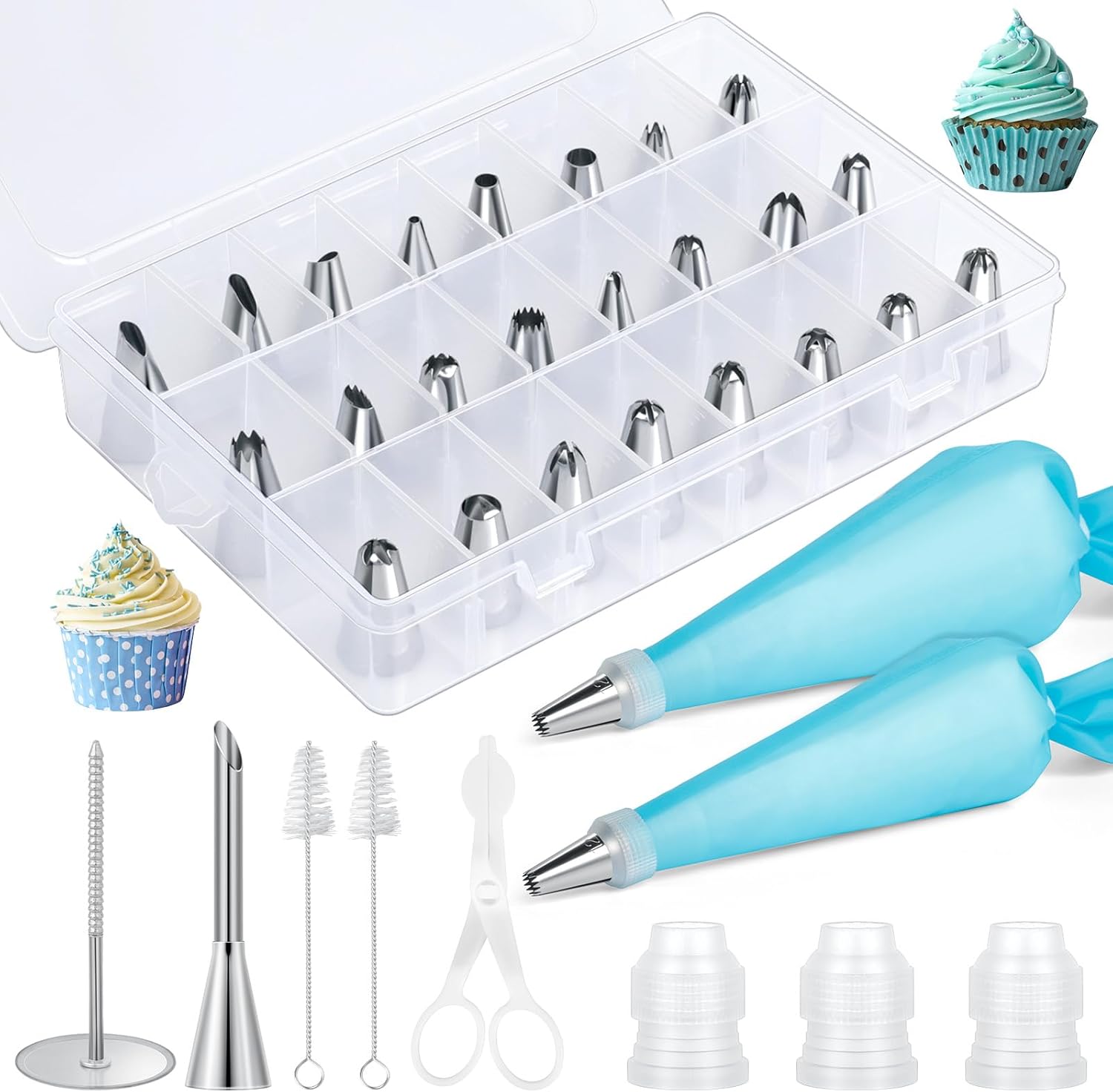 AiQInu Kit Pasticceria 34 Pz Beccucci Silicone Riutilizzabili