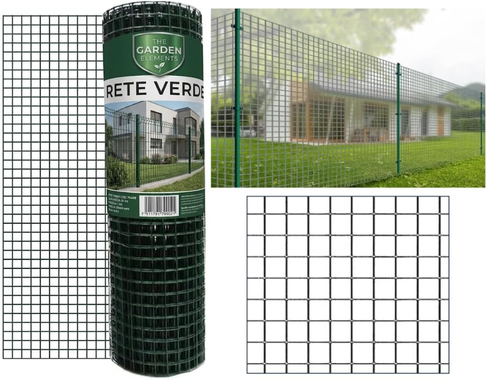 Rete metallica plastificata verde 1x5m per recinzioni