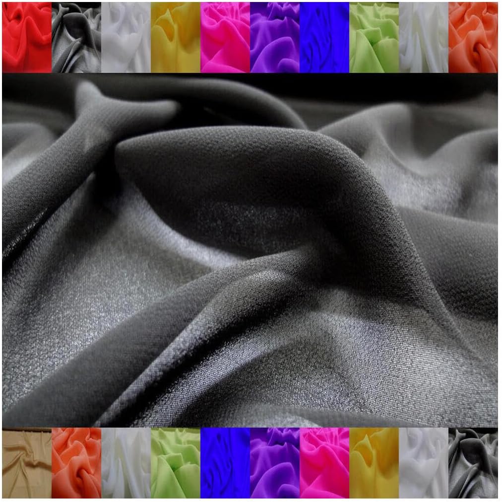 Chiffon nero 100% poliestere – Tessuto leggero per abiti e decorazioni