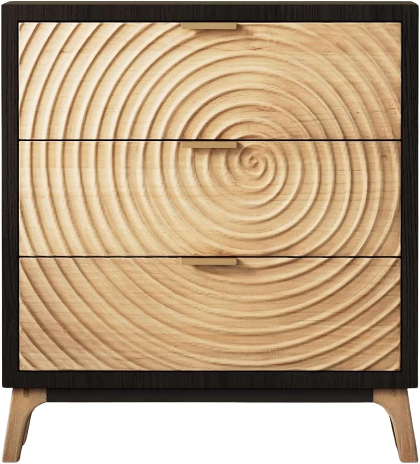 COZAYH Comò 3 cassetti nero rustico moderno, fatto a mano