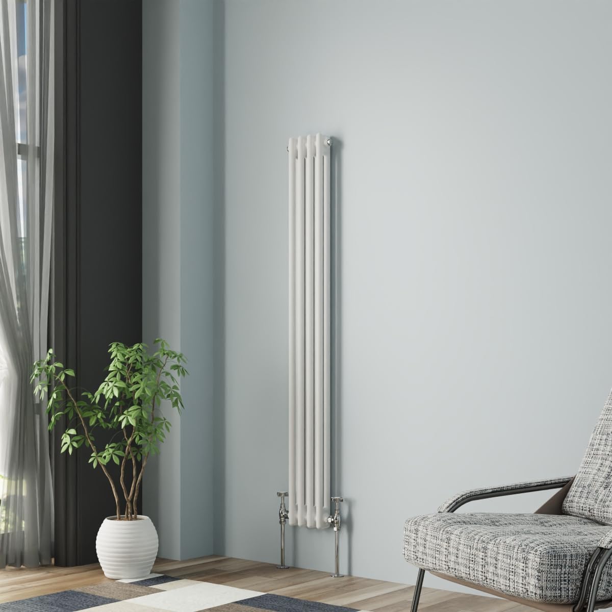 NRG Colonna Radiatore Bianco 1500x200mm Doppio Tradizione