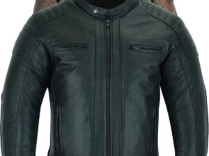 Texpeed Giacca Moto Pelle Uomo con Protezioni CE - Nero XL