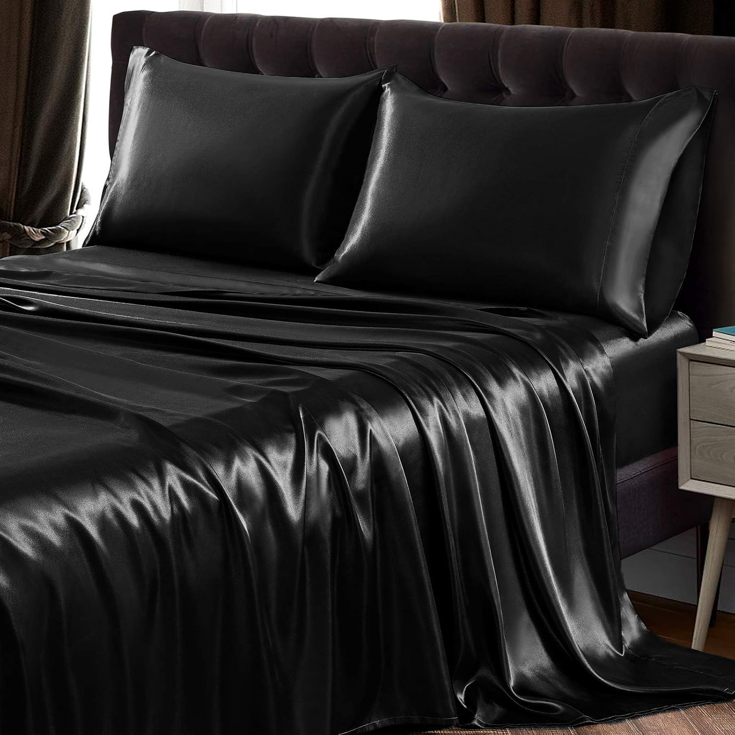Set lenzuola raso Queen size ultra morbide SiinvdaBZX