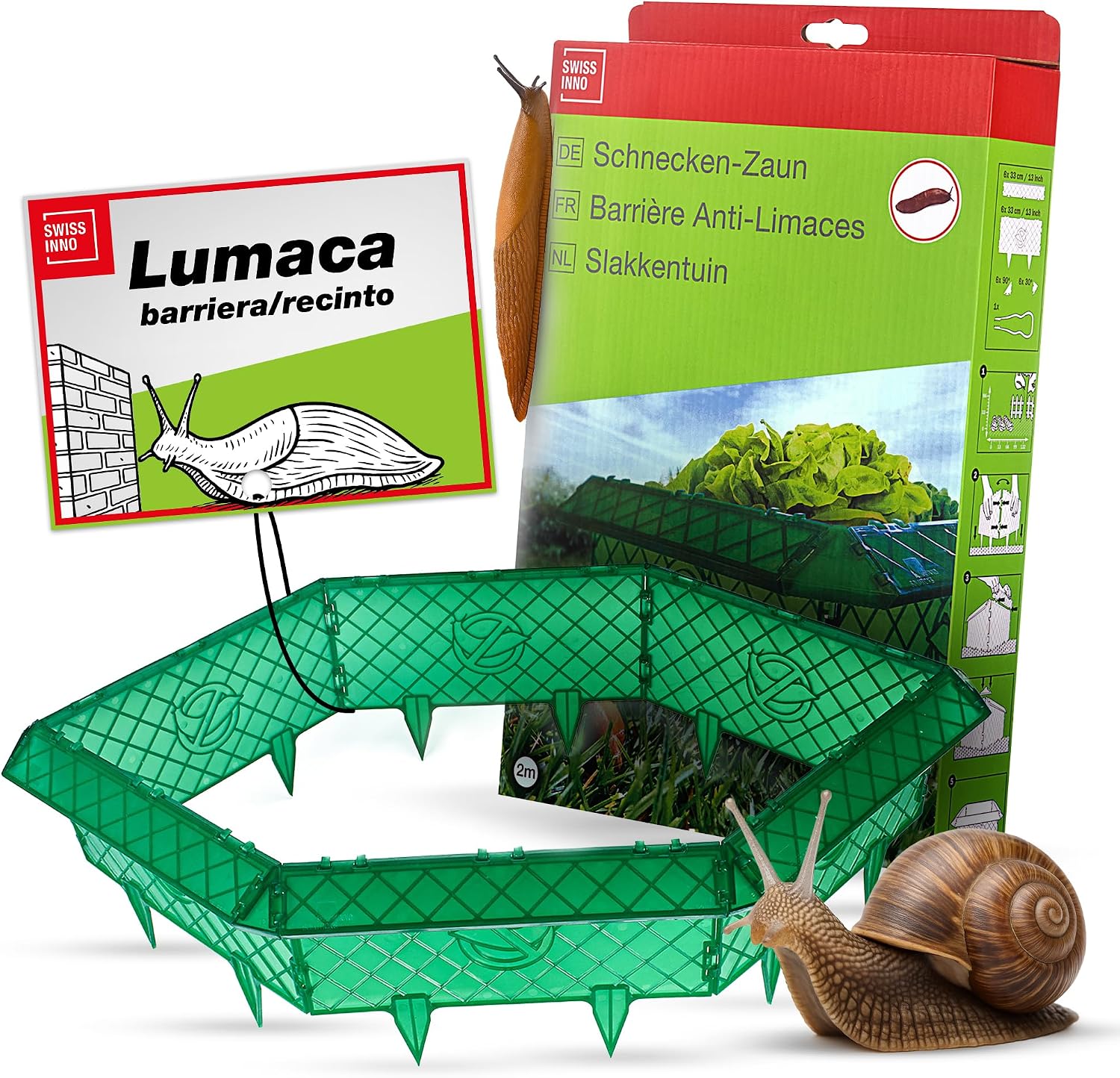 SWISSINNO Recinzione anti-lumache da 2 m – Set completo per orto e aiuole
