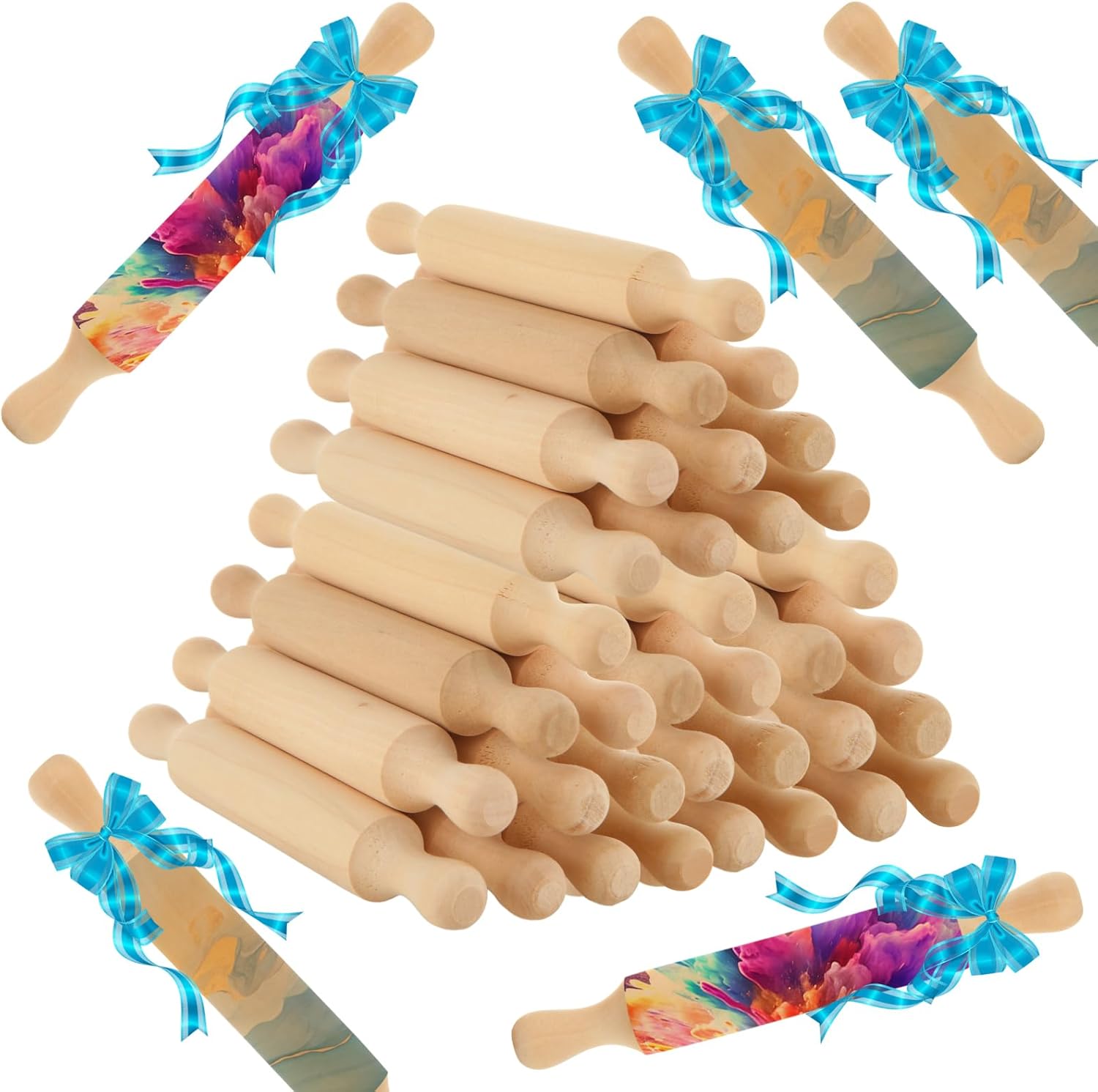 WOPPLXY 50 mini mattarelli in legno 14 cm